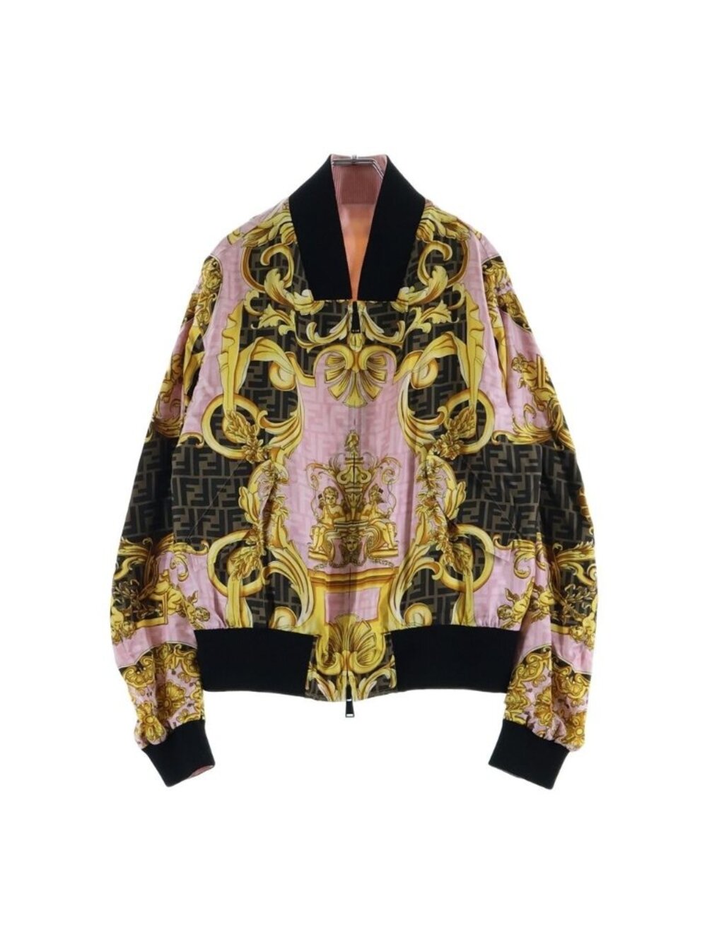 Fendi Fendace Jacket Silk All Over Print Pink Gold